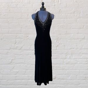 Black Velvet Halter Gown